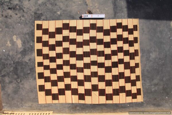 Brown and Beige Checkered Flatweave Wool Rug - Image 2