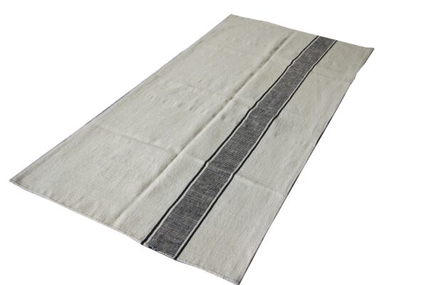 Monochromatic Striped Flatweave Wool Runner for Modern Hallways - Image 2