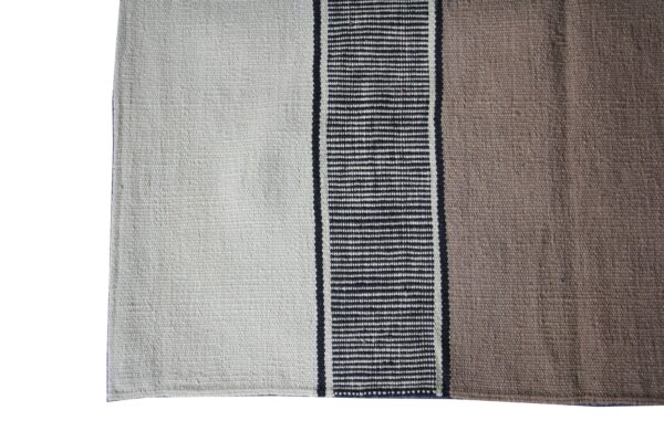 Black, Brown, and Multicolor Striped Flatweave Wool Rug - Image 3