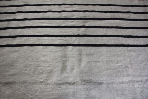 Timeless Black and White Striped Flatweave Wool Rug for living rooms - Image 6