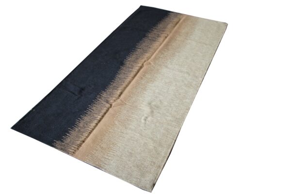 Black and Beige Striped Flatweave Wool Rug - Image 2