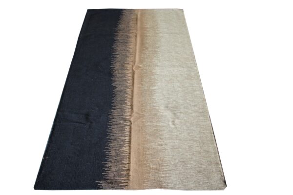 Black and Beige Striped Flatweave Wool Rug