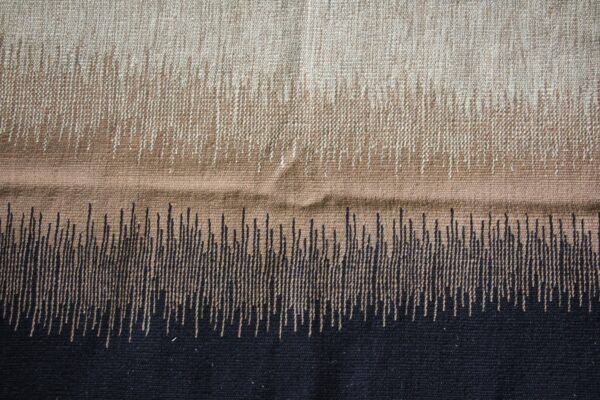 Black and Beige Striped Flatweave Wool Rug - Image 4