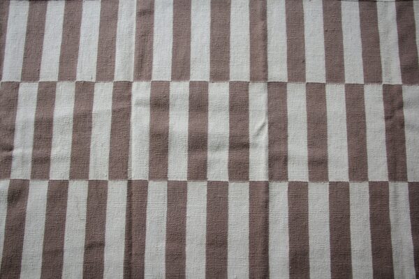 Brown and White Striped Flatweave Wool Runner - Image 4