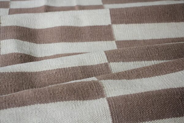 Brown and White Striped Flatweave Wool Runner - Image 7