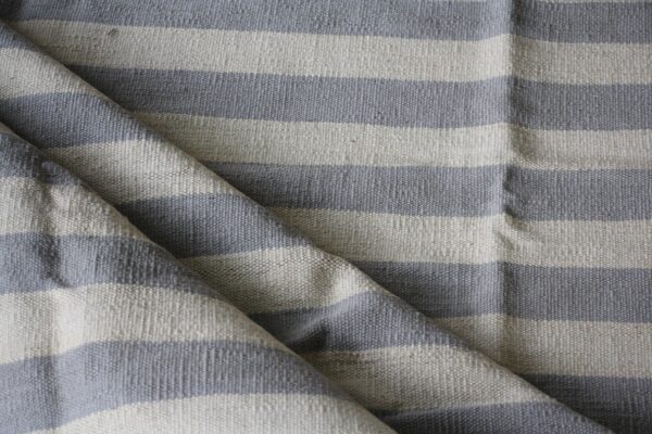 Sophisticated Grey and White Striped Flatweave Wool Rug for Elevated Living Spaces - Image 5