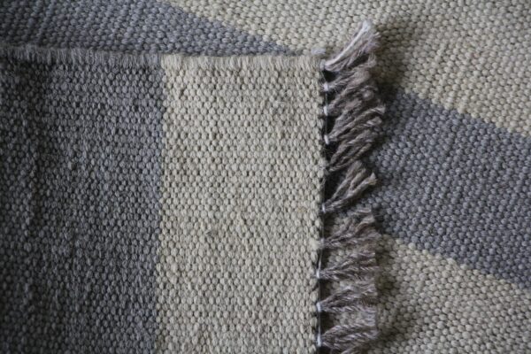 Sophisticated Grey and White Striped Flatweave Wool Rug for Elevated Living Spaces - Image 6