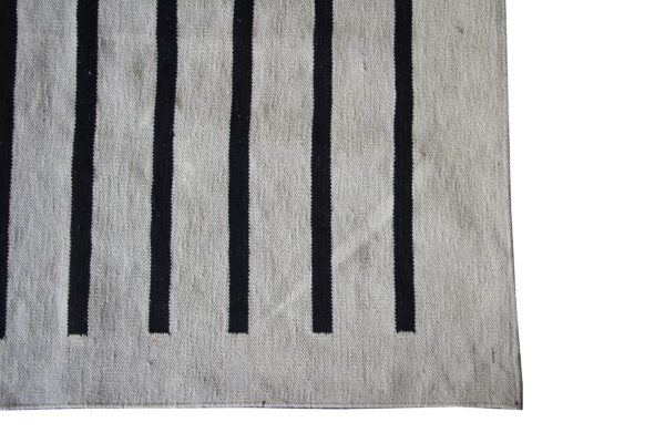 Timeless Black and White Striped Flatweave Wool Rug for living rooms - Image 3