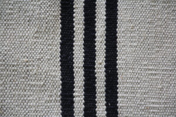 Pattern Black and White Striped Flatweave Wool Rug - Image 5