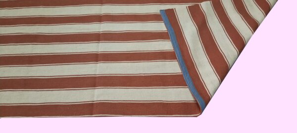 Red and White Striped Flatweave Wool Rug - Image 6