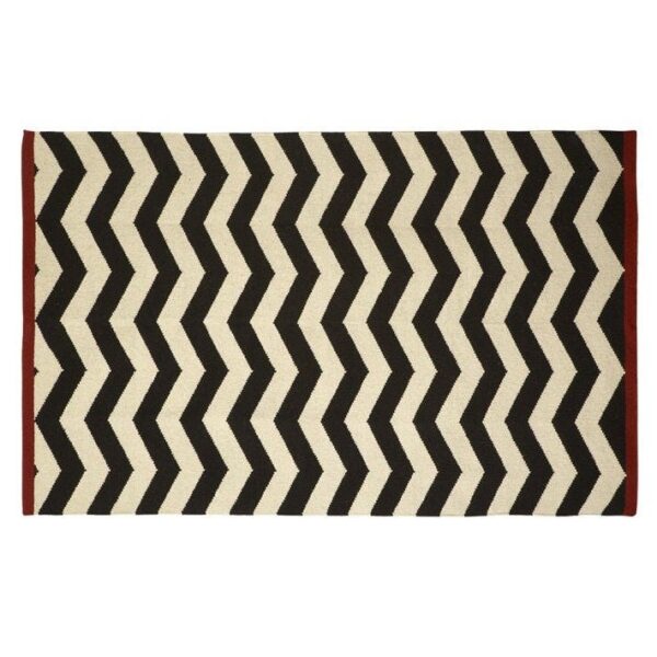 Black and White Zigzag Flatweave Wool Runner - Image 2