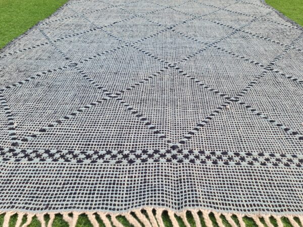 Black and Grey Geometric Flatweave Wool Rug - Image 7