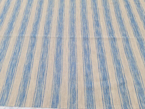 Blue and Grey Striped Flatweave Wool Rug - Image 7