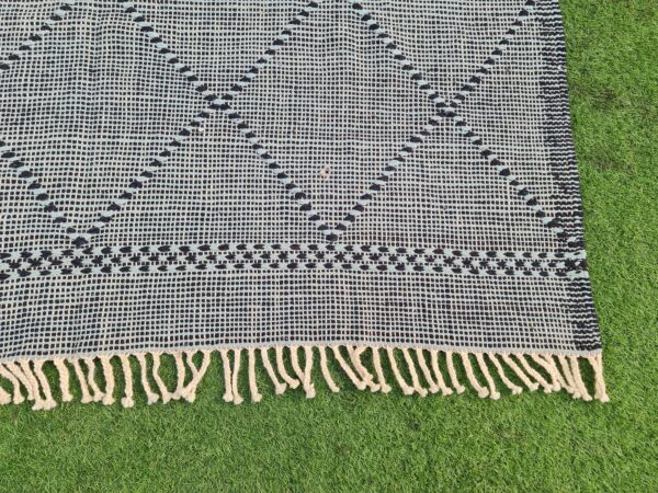 Black and Grey Geometric Flatweave Wool Rug - Image 9