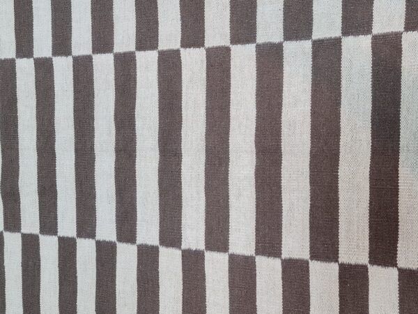 Brown and White Striped Flatweave Wool Rug - Image 4