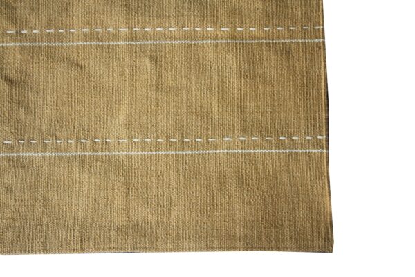 Brown and White Striped Flatweave Wool Runner - Image 4