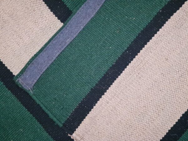 Green, White, and Multicolor Striped Flatweave Wool Rug - Image 6