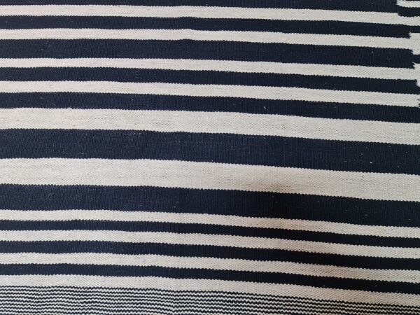 Reversible Black and White Striped Flatweave Wool Rug for Double the Wear - Image 6