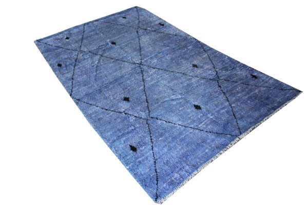 Black and Blue Moroccan Flatweave Wool Rug