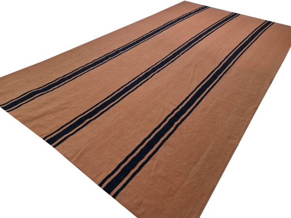 Black and Brown Striped Flatweave Wool Rug