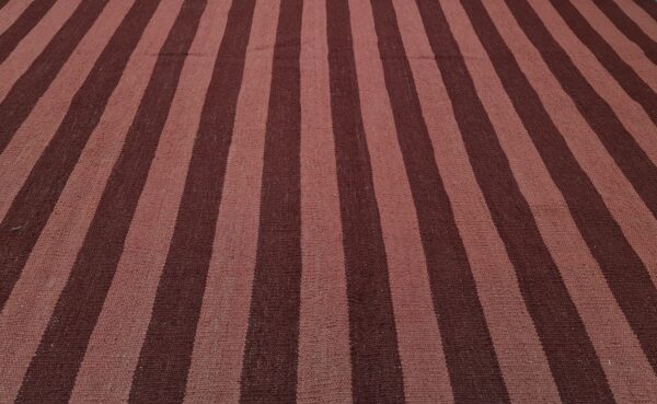 Pink and Red Striped Flatweave Wool Rug - Image 3