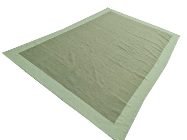 Green Striped Flatweave Wool Rug - Image 2