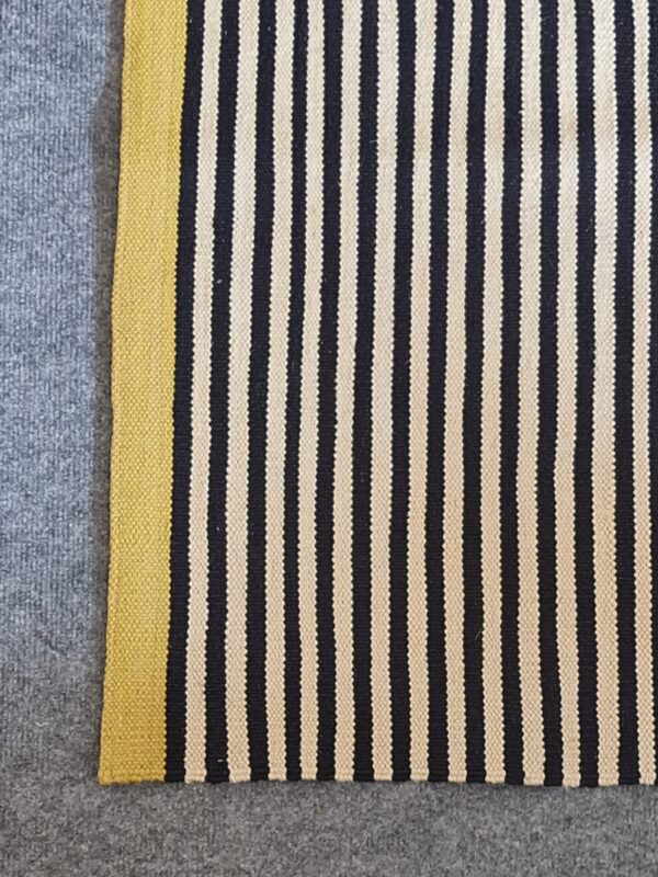 Reversible Black and White Striped Flatweave Wool Runner for Double the Wear - Image 2