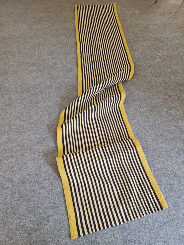 Reversible Black and White Striped Flatweave Wool Runner for Double the Wear - Image 5