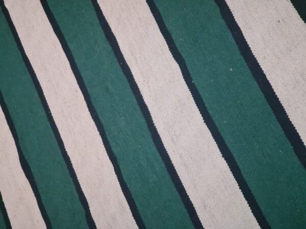 Green, White, and Multicolor Striped Flatweave Wool Rug - Image 4