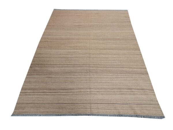 Brown Flatweave Wool Rug for Living Spaces - Image 2