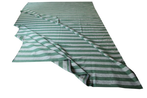 Green and Grey Striped Flatweave Wool Rug - Image 3