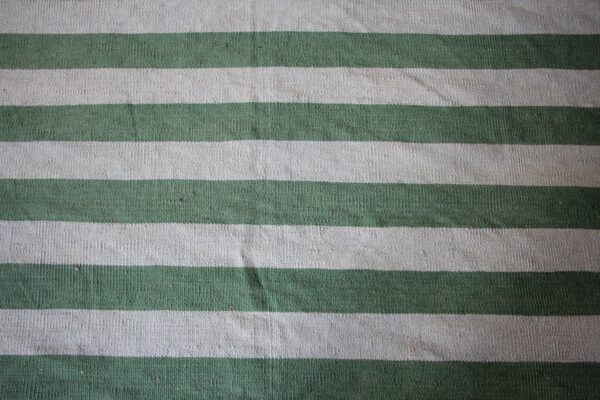 Green and Grey Striped Flatweave Wool Rug - Image 8