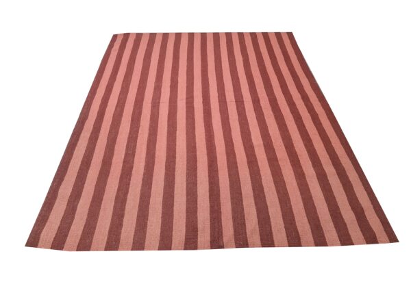 Pink and Red Striped Flatweave Wool Rug