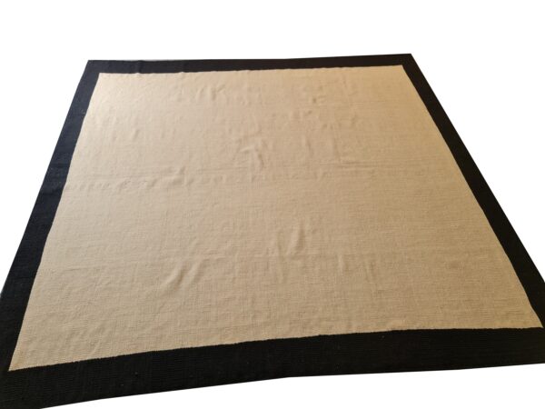 Black and Beige Striped Flatweave Wool Rug - Image 3