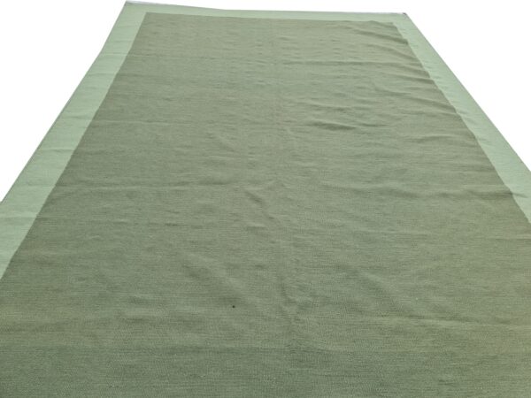 Green Striped Flatweave Wool Rug - Image 5