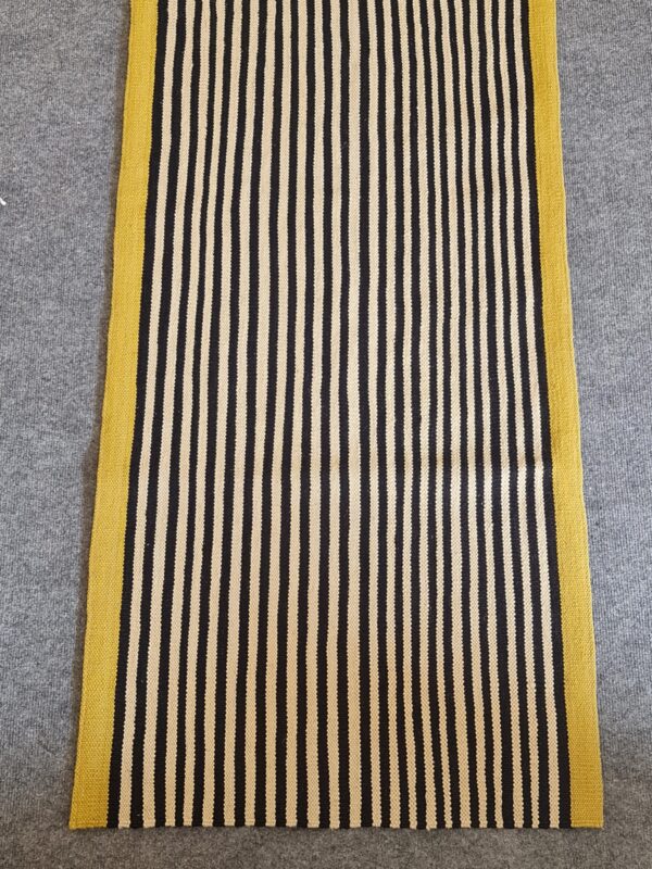 Reversible Black and White Striped Flatweave Wool Runner for Double the Wear - Image 4