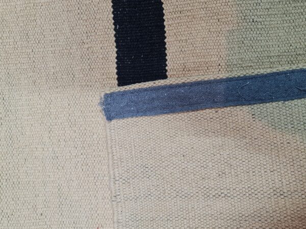 Black and Beige Striped Flatweave Wool Runner - Image 6