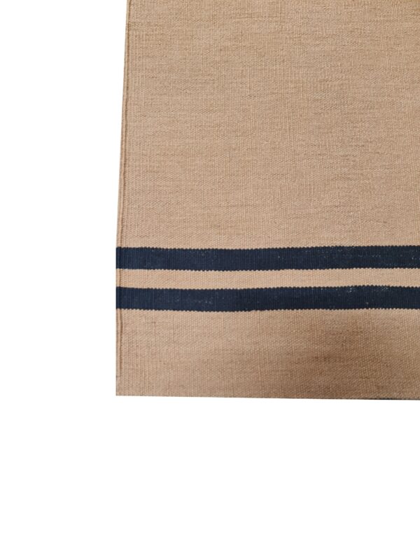 Beige and Black Striped Flatweave Wool Runner - Image 2