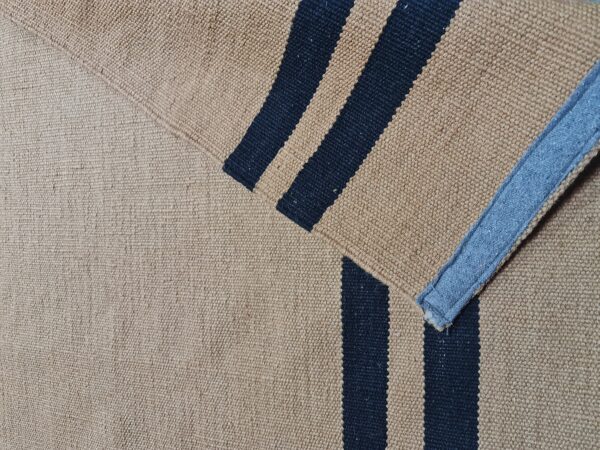 Beige and Black Striped Flatweave Wool Runner - Image 5