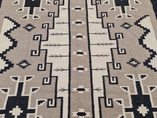 Brown, White, and Multicolor Navajo Flatweave Wool Rug - Image 6