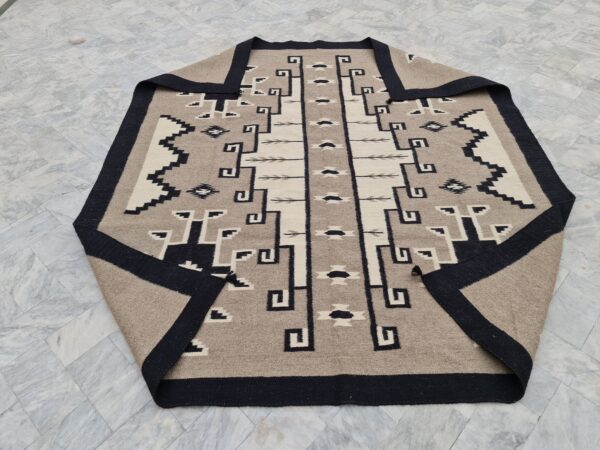 Brown, White, and Multicolor Navajo Flatweave Wool Rug - Image 10