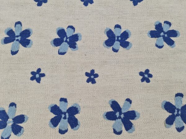 Blue and White Suzani Embroidered Wool Rug - Image 7