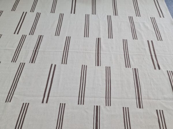 Brown and White Striped Flatweave Wool Rug for Living Spaces - Image 10