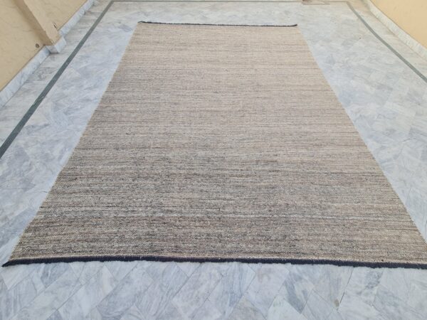 modern Brown and White Moroccan Hand Knotted Wool Rug for bare feet in bedroom - Image 2