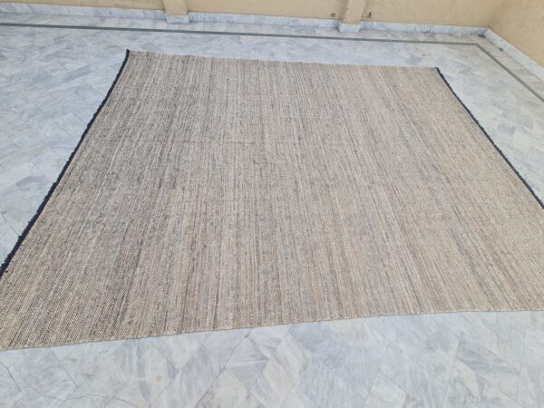 modern Brown and White Moroccan Hand Knotted Wool Rug for bare feet in bedroom - Image 4