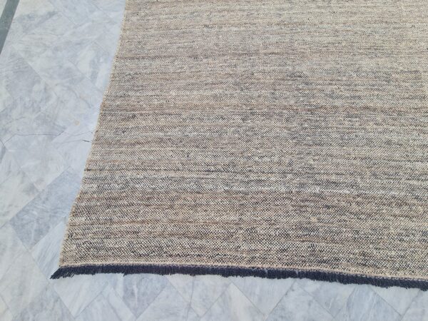 modern Brown and White Moroccan Hand Knotted Wool Rug for bare feet in bedroom - Image 6