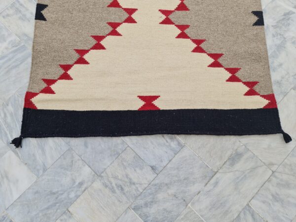 Brown, White, and Multicolor Navajo Flatweave Wool Runner - Image 4