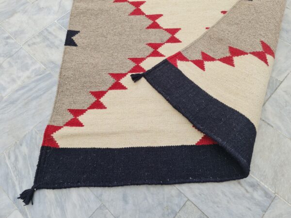 Brown, White, and Multicolor Navajo Flatweave Wool Runner - Image 10