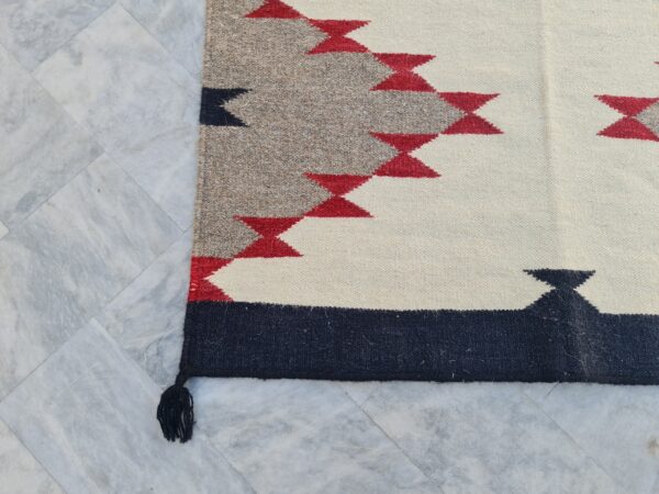 Brown, White, and Multicolor Navajo Flatweave Wool Rug - Image 5