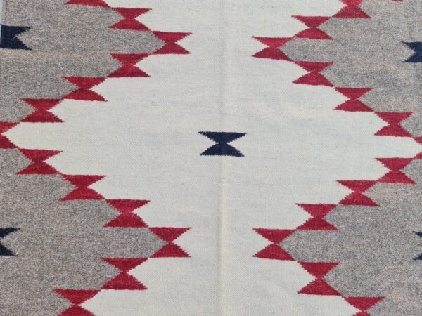 Brown, White, and Multicolor Navajo Flatweave Wool Rug - Image 6